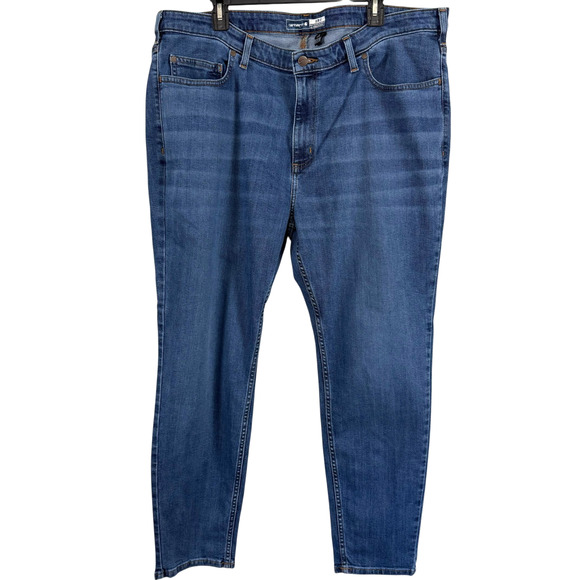 Carhartt Womens Rugged Flex Slim Fit Tapered Laurel Blue Jeans 104976 NWT 20 R - Picture 1 of 15